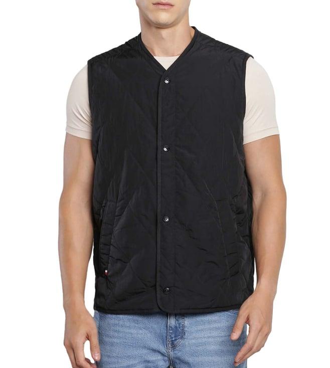 tommy hilfiger black quilted regular fit gilet jacket