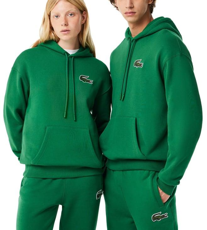 lacoste green logo loose fit hoodie