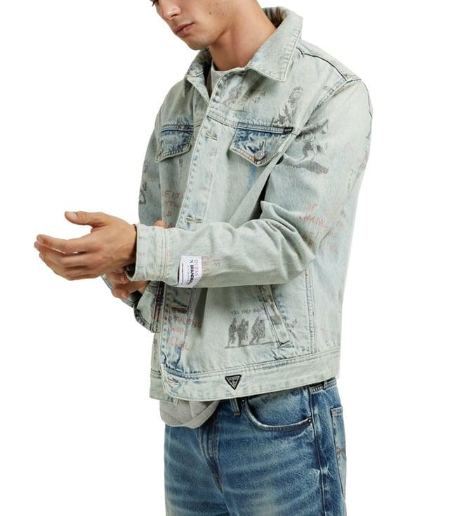 guess denim street graffit print dean regular fit denim jacket