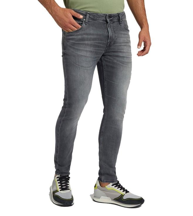 guess chris super skinny carry grey lightly washed mid rise jeans