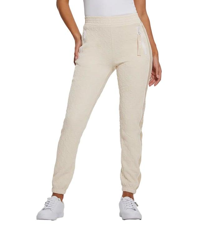 guess beige logo darla cuffed leg joggers