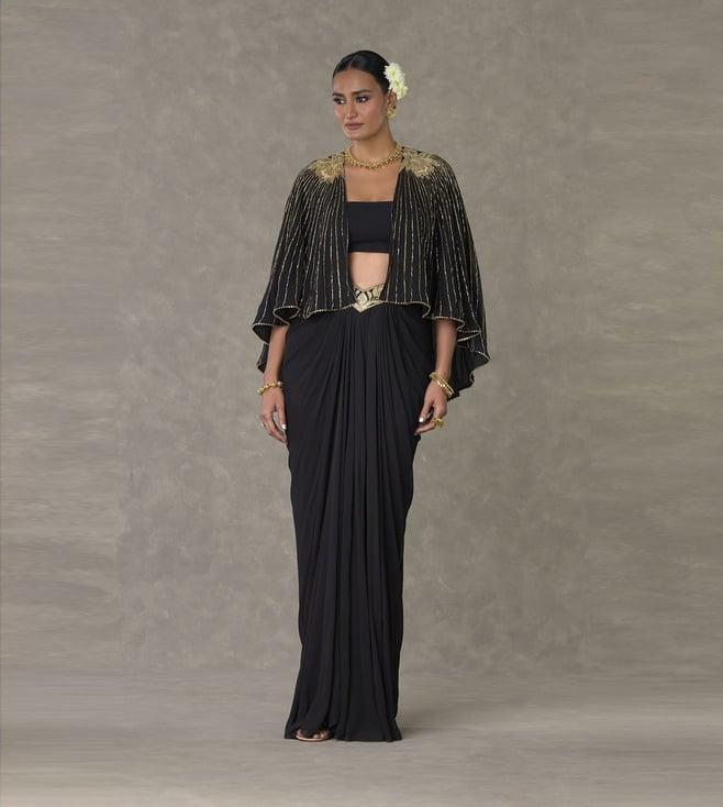 masaba black neel-kamal cape with tube and skirt