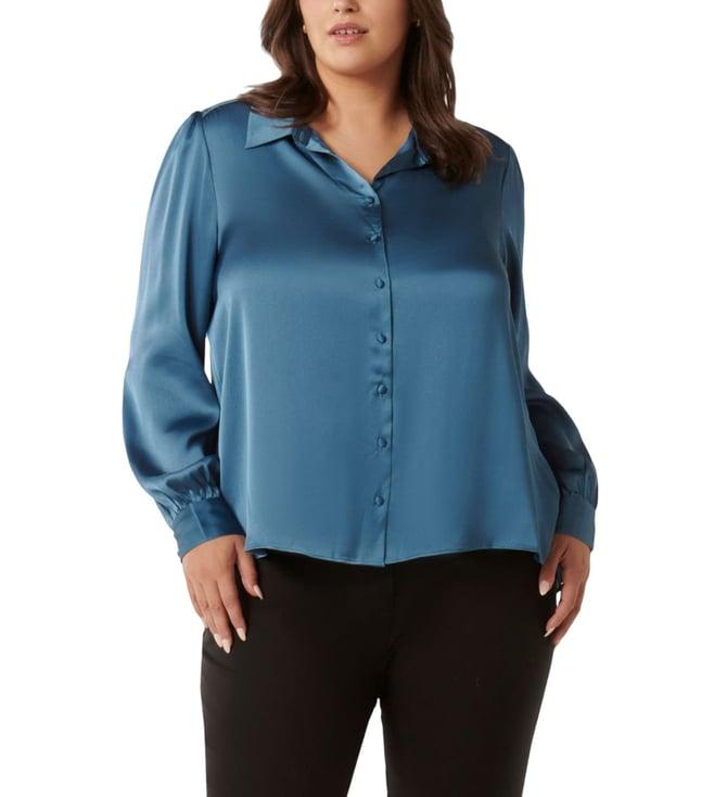 forever new blue steel ren curve satin regular fit shirt