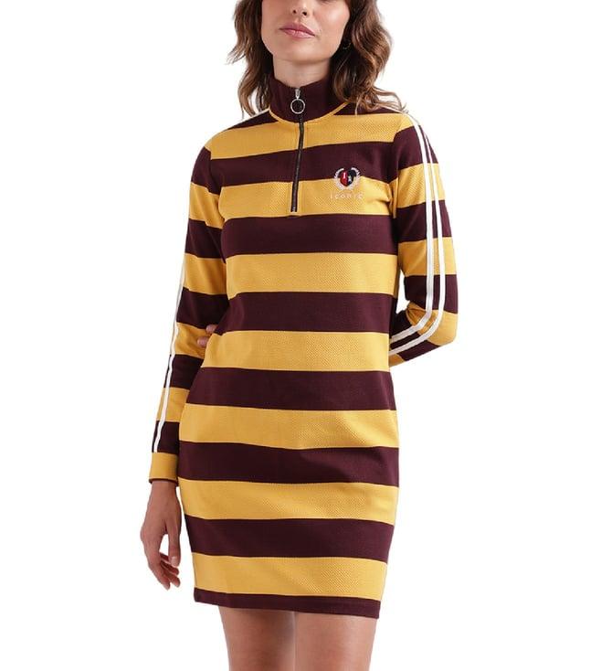 iconic multicolor striped regular fit bodycon dress