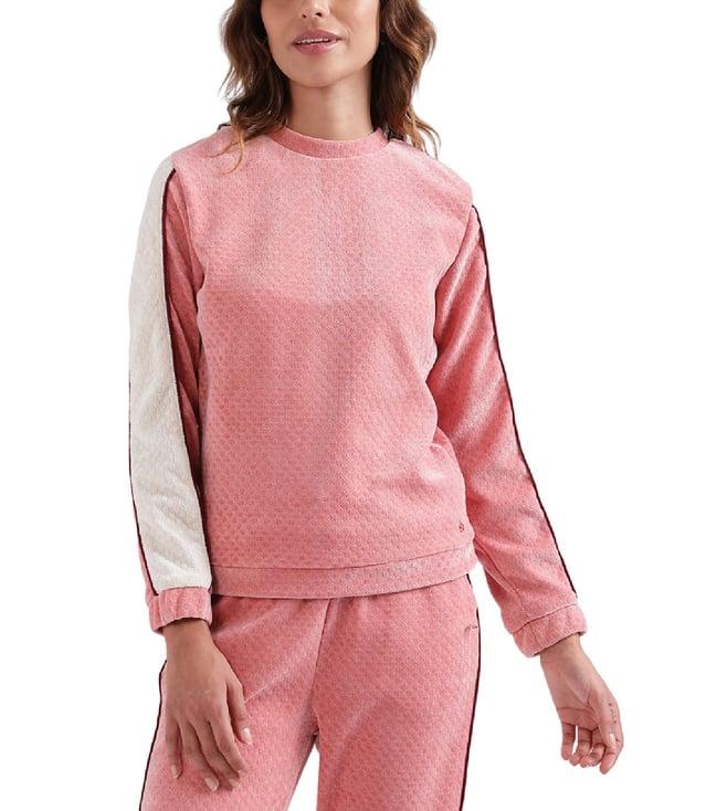 iconic pink colourblocked regular fit sweatshirt