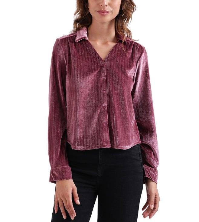 elle pink fashion striped relaxed fit shirt