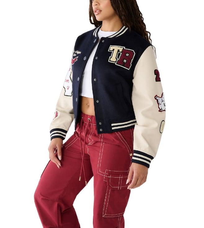 true religion blue fashion regular fit varsity jacket