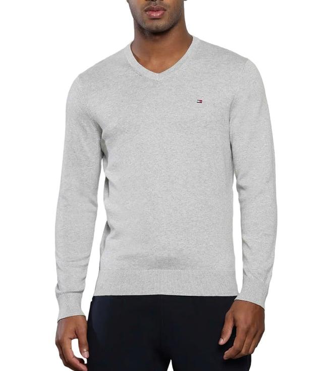 tommy hilfiger light grey heather regular fit sweater