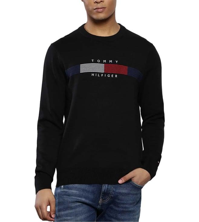 tommy hilfiger dark sable printed regular fit sweater