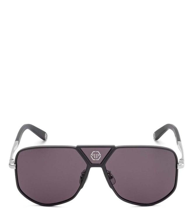 philipp plein spp009m61h70sg grey uv protected geometric sunglasses for men