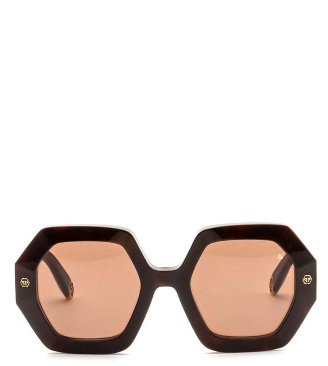 philipp plein spp039m53752sg brown uv protected geometric sunglasses for women