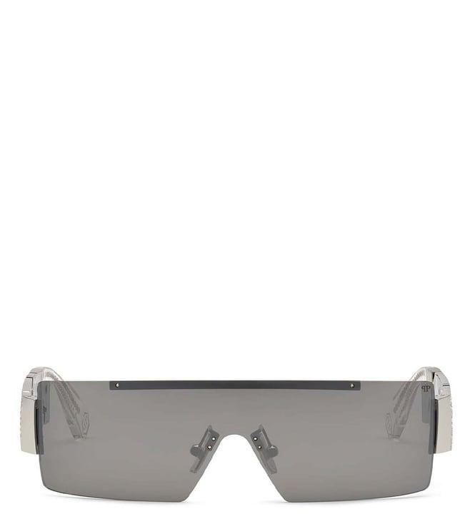 philipp plein spp032s99579xsg grey uv protected shield sunglasses for women