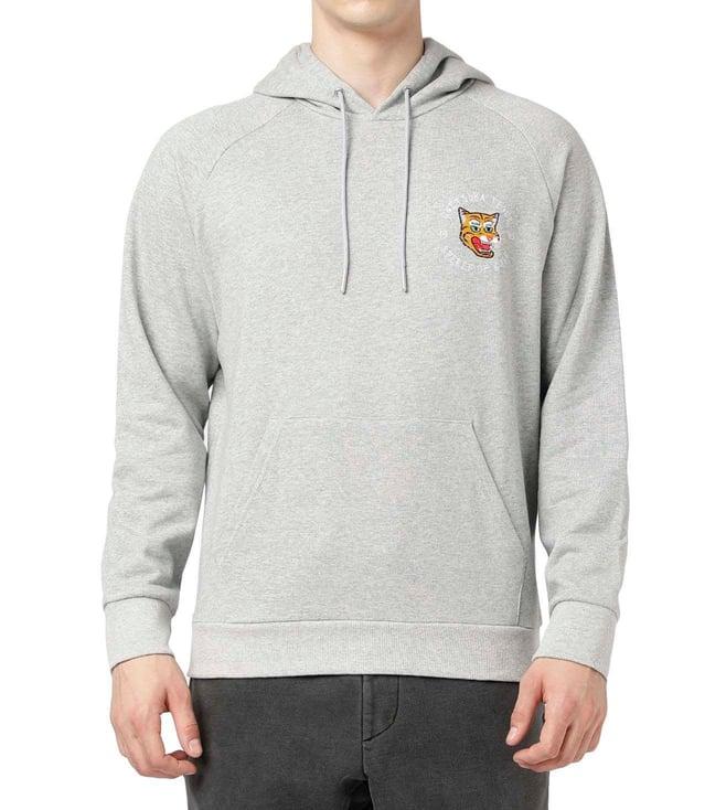 onitsuka tiger grey regular fit hoodie