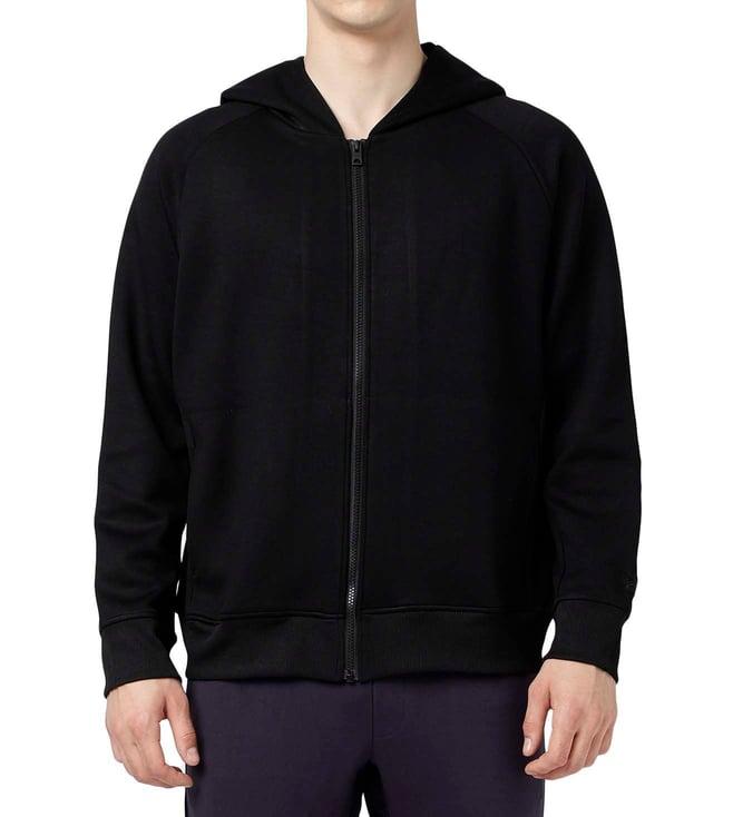 onitsuka tiger black regular fit hoodie