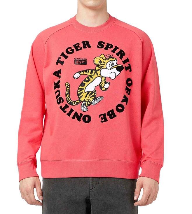 onitsuka tiger pink printed regular fit sweatshirt