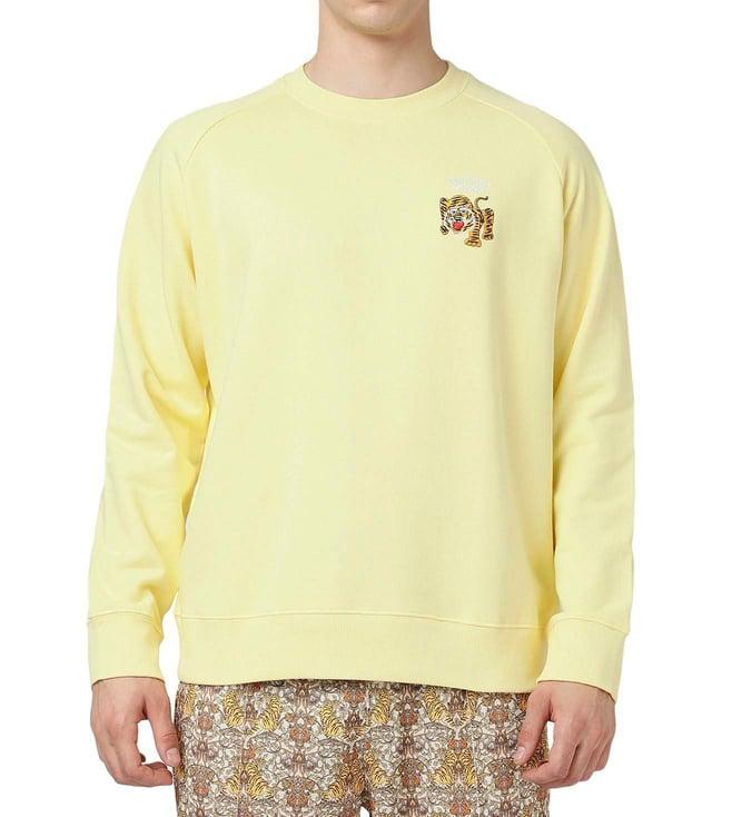 onitsuka tiger light yellow embroidery regular fit sweatshirt