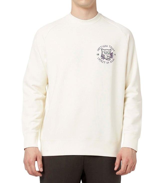 onitsuka tiger white embroidery regular fit sweatshirt