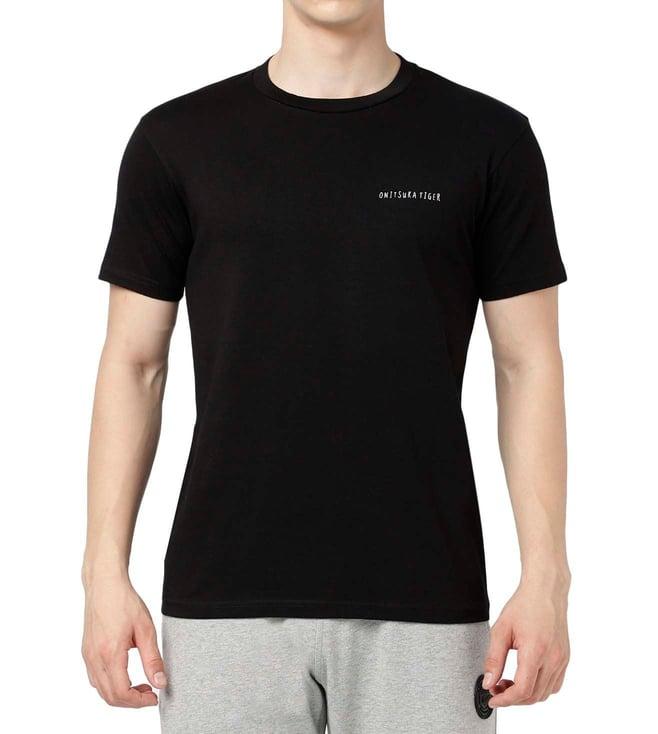 onitsuka tiger black embroidery regular fit t-shirt