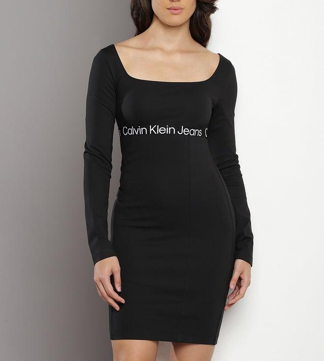 calvin klein black logo regular fit dress