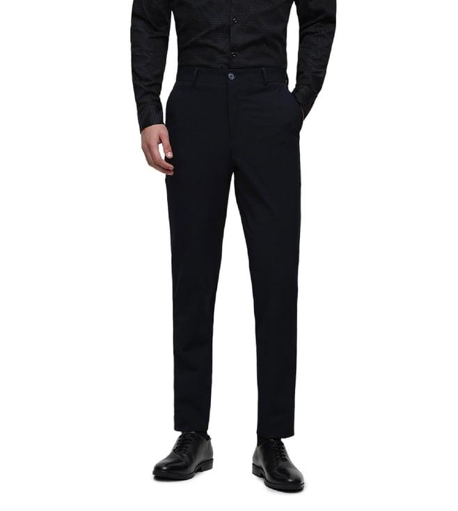 selected homme navy blue slim fit flat front trousers