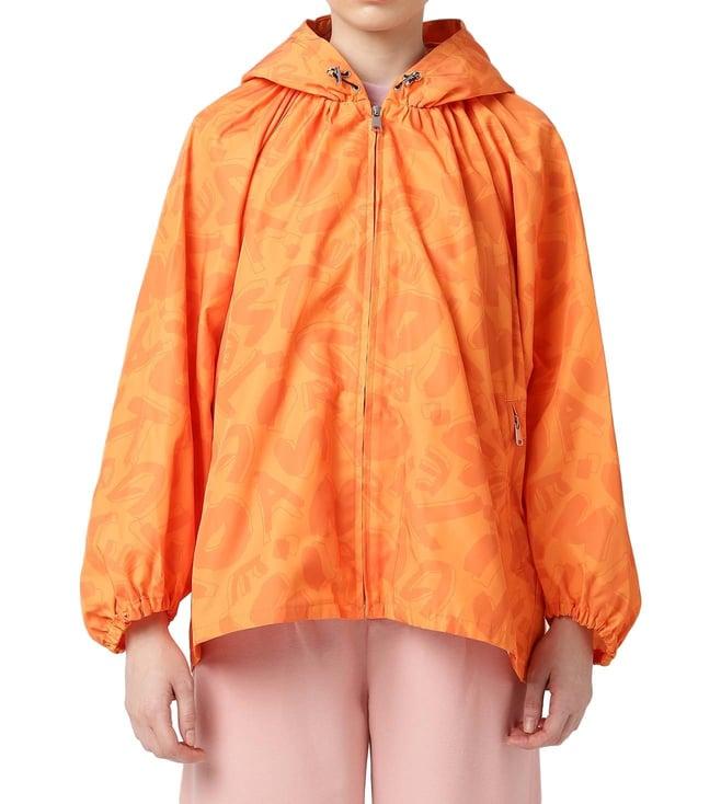 onitsuka tiger orange printed regular fit casual jacket