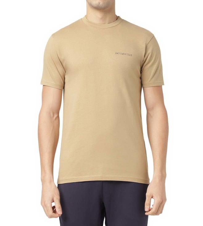 onitsuka tiger beige regular fit t-shirt