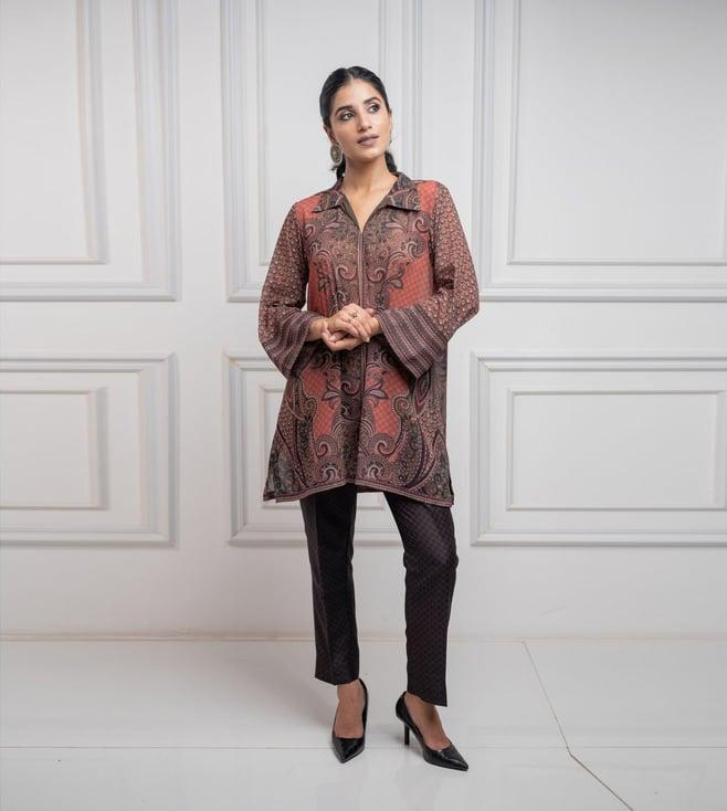 inching india rust rangmanch printed top with pant co-ord set