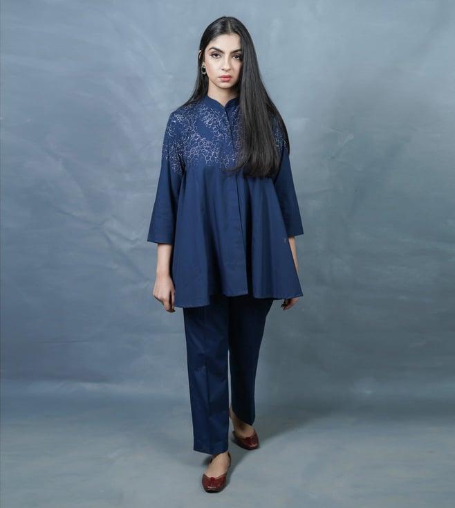 inching india blue andaz top with pant co-ord set