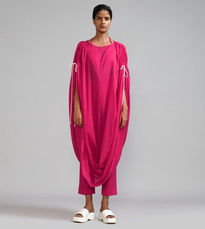 mati pink gathered cowl tunic set - (3 pcs)