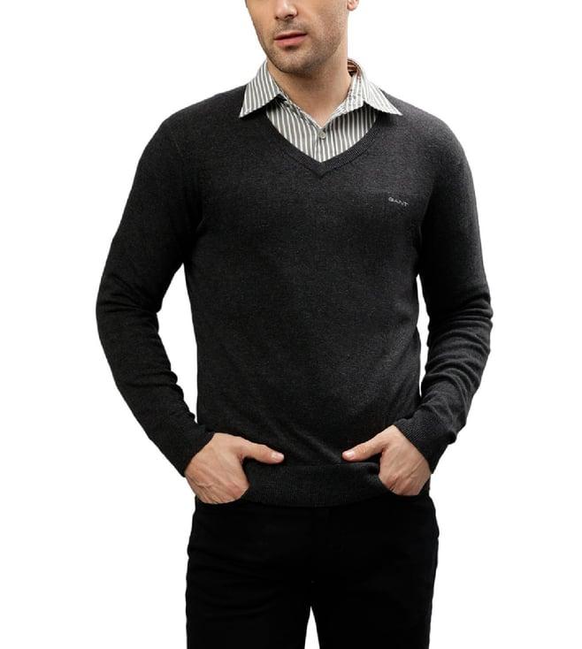 gant dark charcoal melange fashion regular fit sweaters