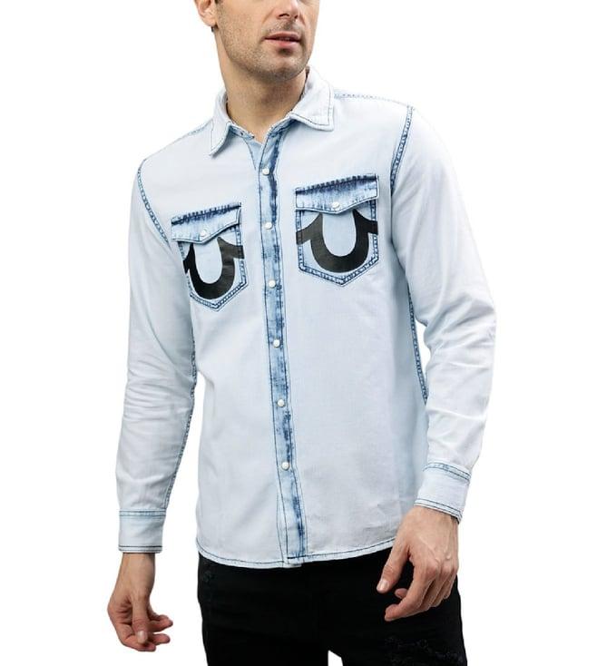 true religion blue fashion regular fit shirts