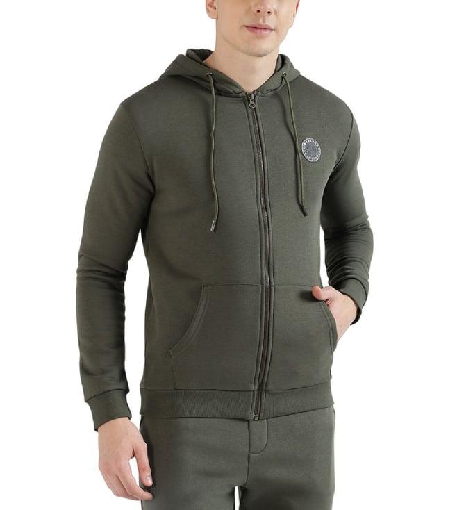 lindbergh olive fashion regular fit hoodies