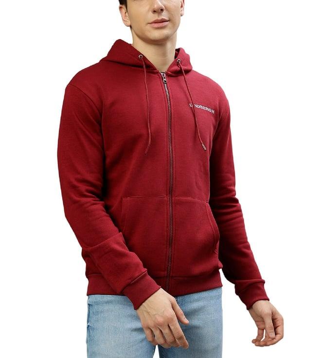 lindbergh red fashion regular fit hoodies