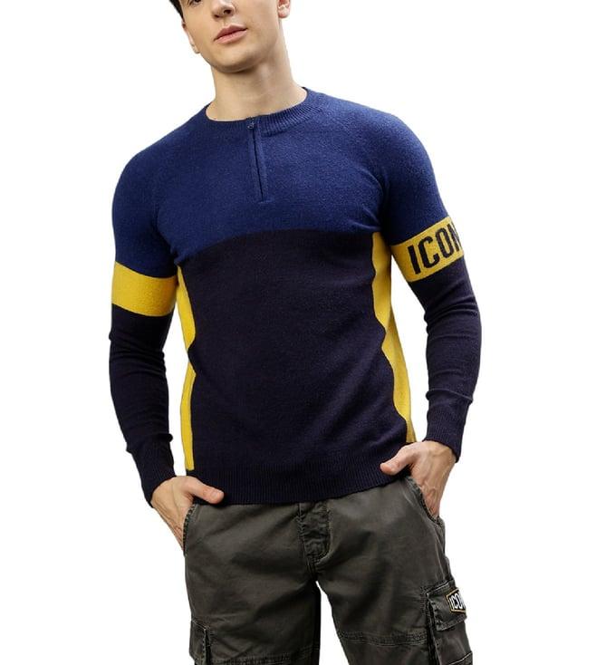 iconic multicolorcolor colourblocked regular fit sweater