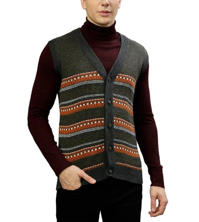 lindbergh green fashion printed regular fit sweaters