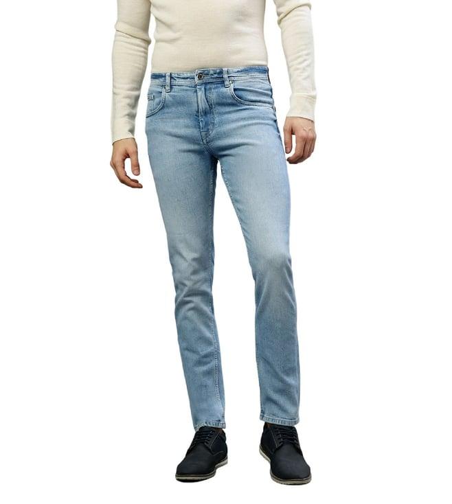 lindbergh tapered fit blue lightly washed mid rise jeans