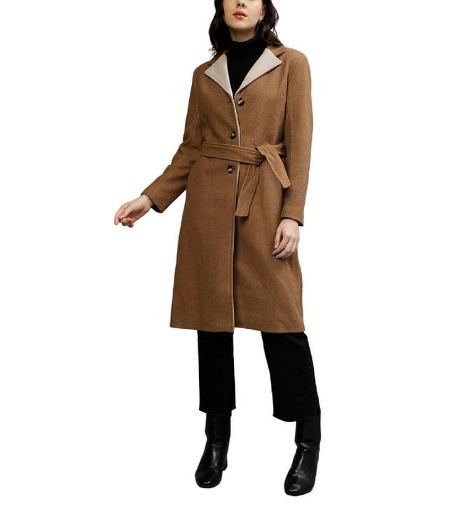 elle camel fashion relaxed fit overcoat