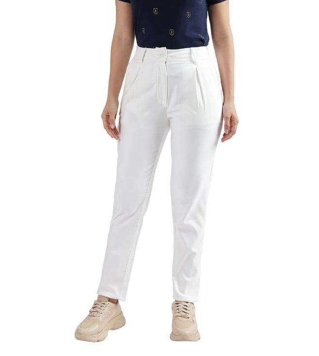 iconic regular fit white mid rise trousers