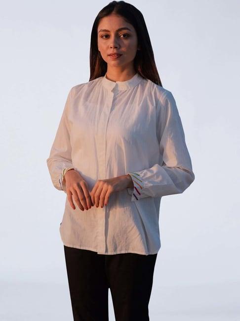 okhai spark white pure cotton shirt