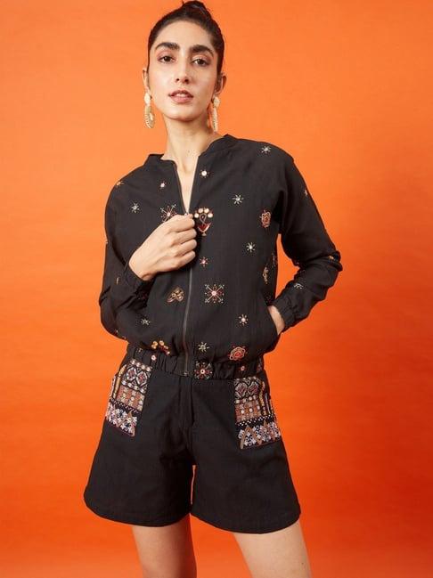 okhai 'warrioress' kutch embroidered bomber jacket