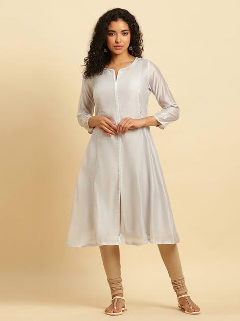 w green embellished a line kurta