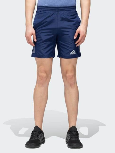 adidas blue regular fit striped sports shorts