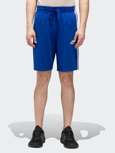 adidas blue regular fit striped sports shorts