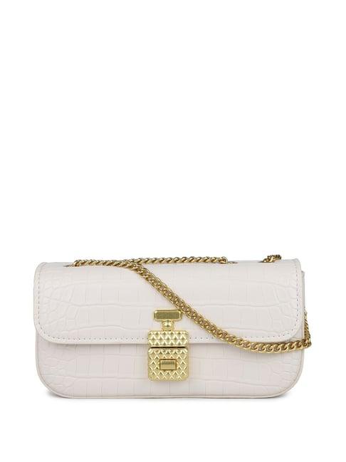 inc.5 white synthetic textured sling handbag