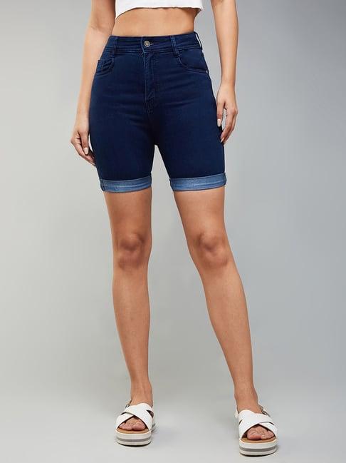 dolce crudo dark blue denim skinny fit shorts