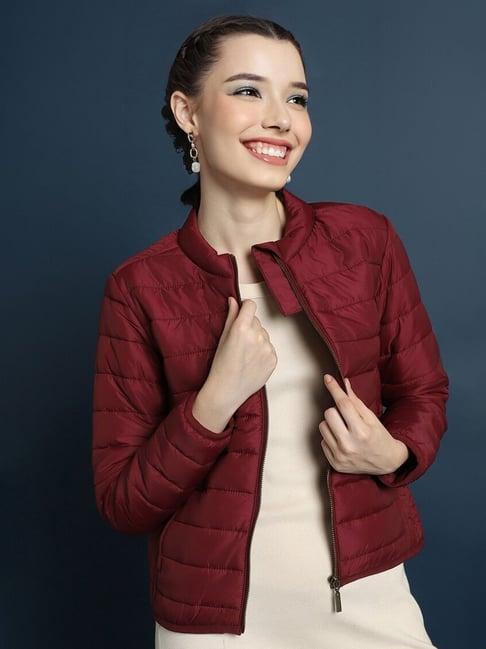 forever 21 maroon regular fit puffer jacket