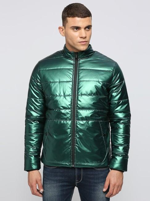 pepe jeans green regular fit quilted jacket