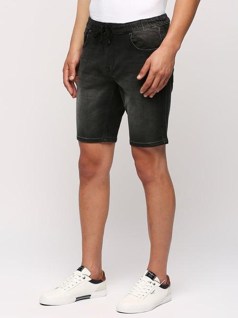 pepe jeans black regular fit denim shorts