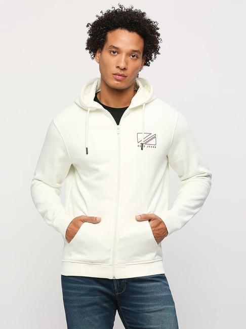 pepe jeans ecru regular fit hooded sweatshirt