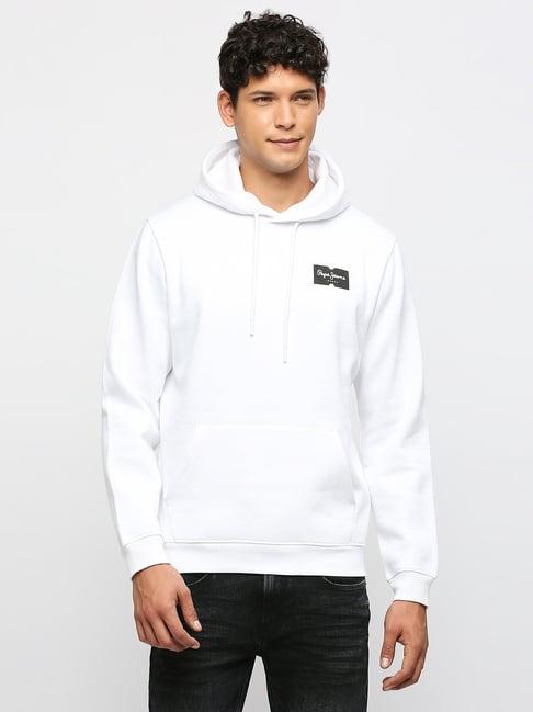 pepe jeans white regular fit hooded sweatshirt